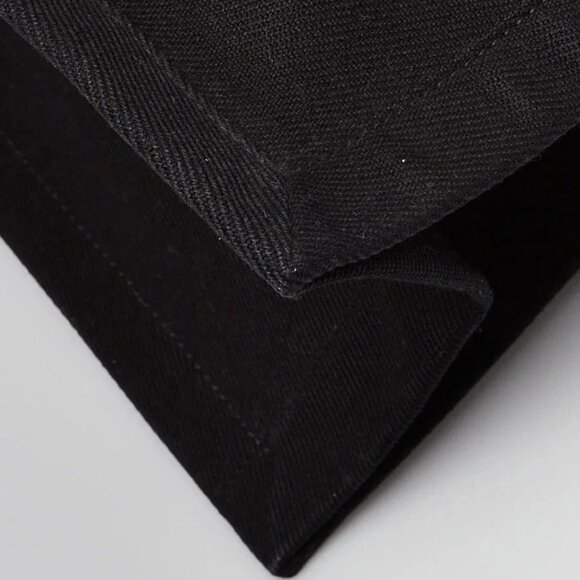 Yves Saint Laurent Black Linen And Leather Rive Gauche Tote Bag - Picture 10 of 10